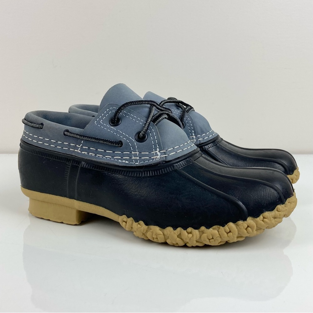 L.L. Bean Kids Duck Boots Low Slip On Moc Gray & Black Size 2.0 Waterproof
